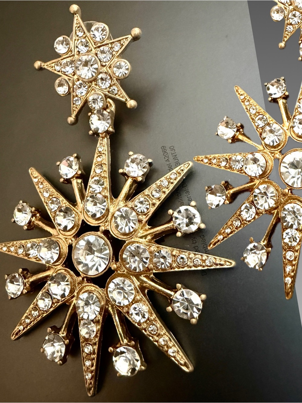 Oscar de la Renta Stunning Crystal Starburst Earrings✨Dangle Drop✨POST BACK✨